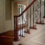 Straight L-Shaped Stair with Wrought Iron Balusters