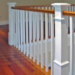 Guardrail with wood balusters and box newels posts.