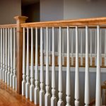 Guardrail with wood balusters and box newels.