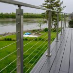 Deck with cable railing on a coastal home.