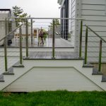 Exterior stair with cable railing.