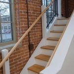 Commercial stair in a renovated factory building.