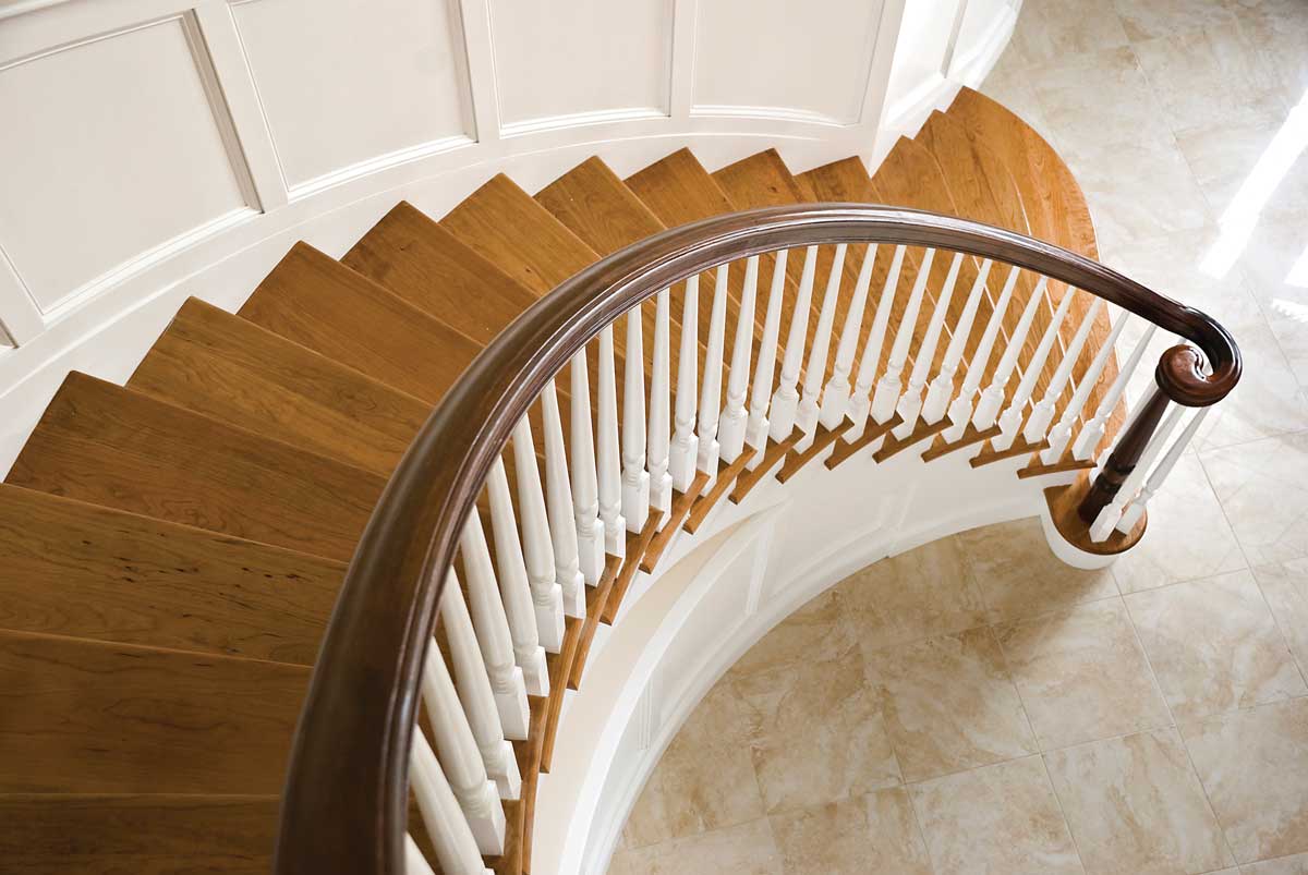 photo of curved stair custom handrail